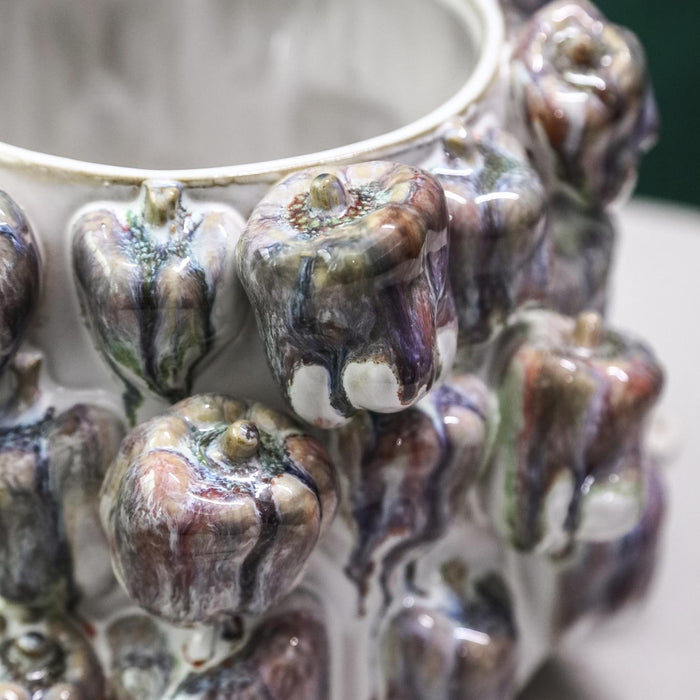 PTMD Bauer Blue Ceramic Round Bell Pepper Pot Small