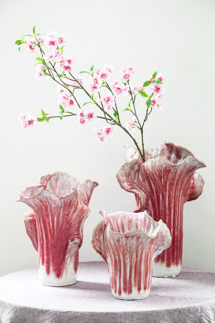 PTMD Swing Pink Ceramic Pot Cabbage Shape M