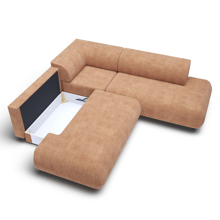 by fonQ Wisp Hoekbank Links/Rechts met Slaapfunctie - Chenille - Terra