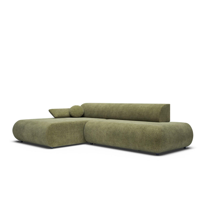 by fonQ Wisp Hoekbank met Chaise Longue Links met Slaapfunctie - Chenille - Olijfgroen