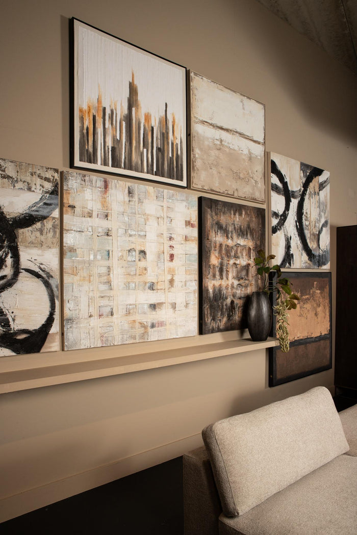 PTMD Xihan Brown Canvas Painted Wallpanel Rough Dark