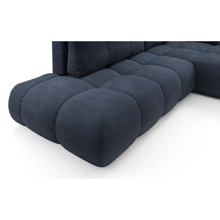 by fonQ Charme Hoekbank Rechts met Slaapfunctie - Chenille - Marineblauw