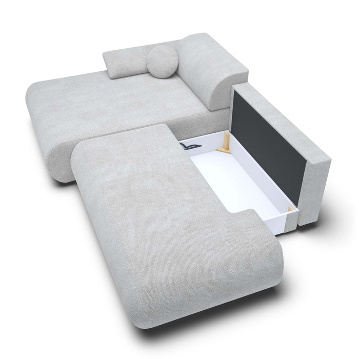 by fonQ Wisp Hoekbank met Chaise Longue Links met Slaapfunctie - Chenille - Grijs