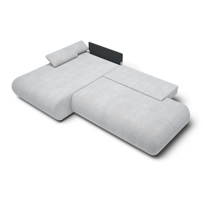 by fonQ Wisp Hoekbank met Chaise Longue Links met Slaapfunctie - Chenille - Grijs