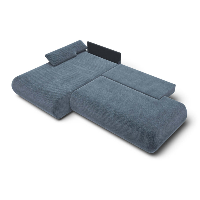 by fonQ Wisp Hoekbank met Chaise Longue Links met Slaapfunctie - Chenille - Marineblauw