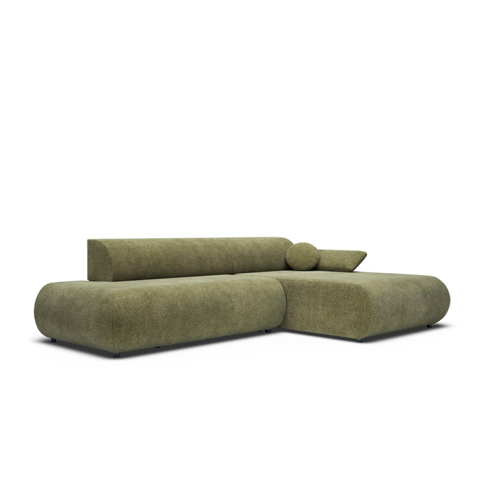 by fonQ Wisp Hoekbank met Chaise Longue Rechts met Slaapfunctie - Chenille - Olijfgroen