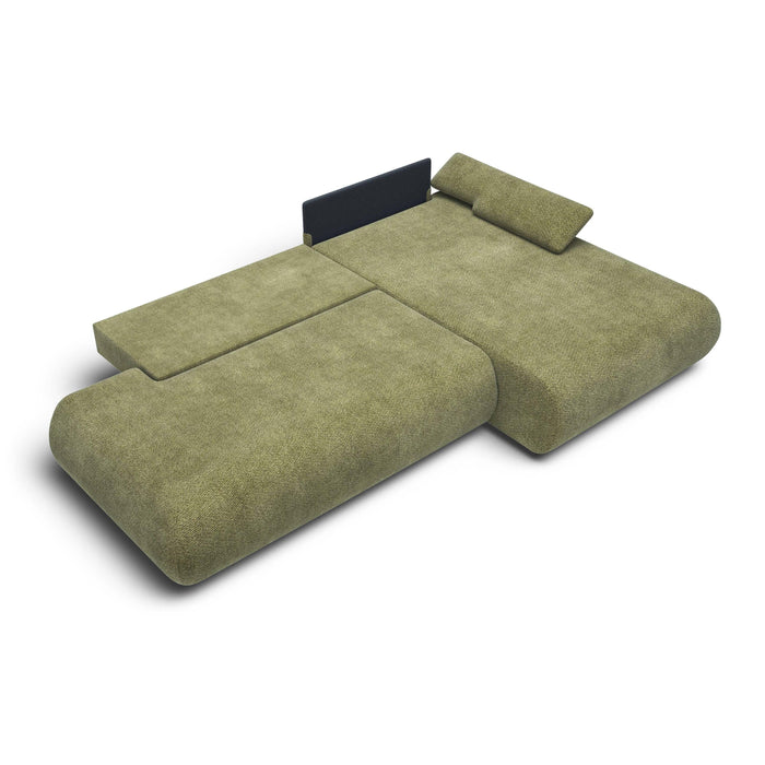 by fonQ Wisp Hoekbank met Chaise Longue Rechts met Slaapfunctie - Chenille - Olijfgroen