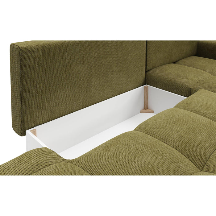 by fonQ Charme Hoekbank Rechts met Slaapfunctie - Chenille - Olijfgroen