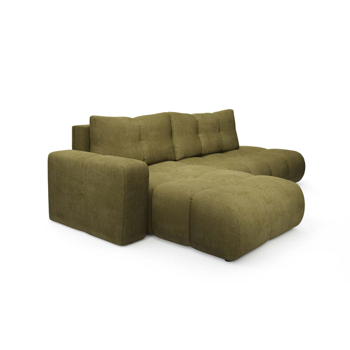 by fonQ Charme Hoekbank Links met Slaapfunctie - Chenille - Olijfgroen