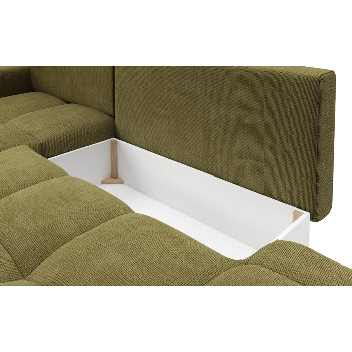 by fonQ Charme Hoekbank Links met Slaapfunctie - Chenille - Olijfgroen