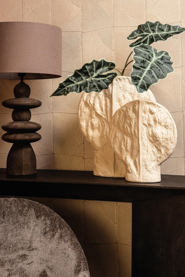 PTMD Linos Taupe Matt Ceramic Structure Round Vase S