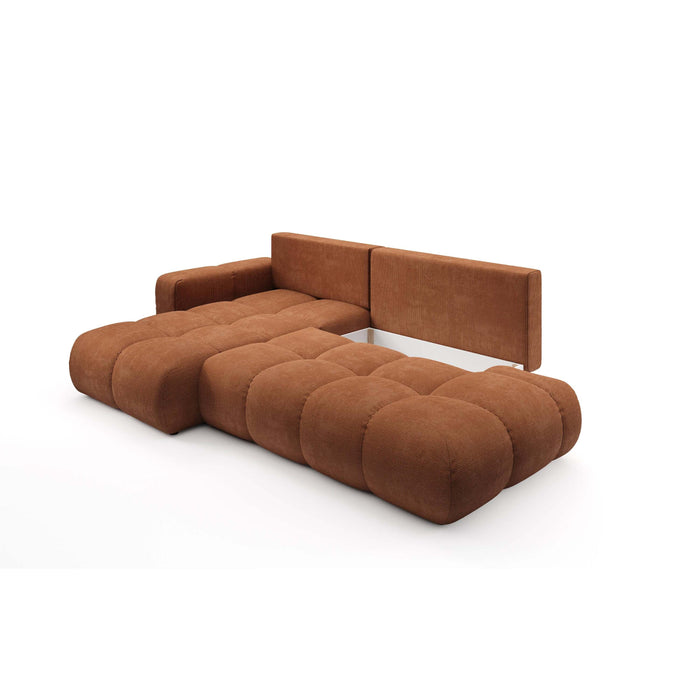 by fonQ Charme Hoekbank Links met Slaapfunctie - Chenille - Terra