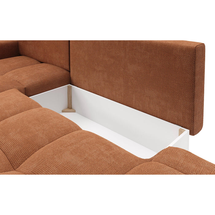 by fonQ Charme Hoekbank Links met Slaapfunctie - Chenille - Terra