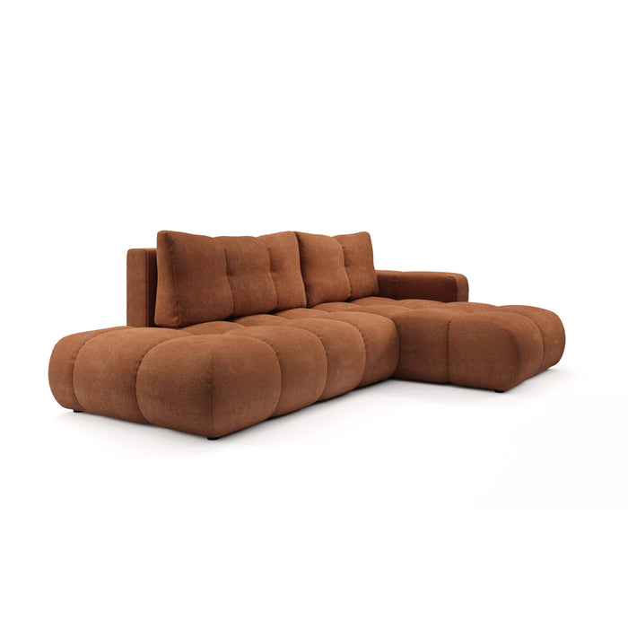 by fonQ Charme Hoekbank Rechts met Slaapfunctie - Chenille - Terra