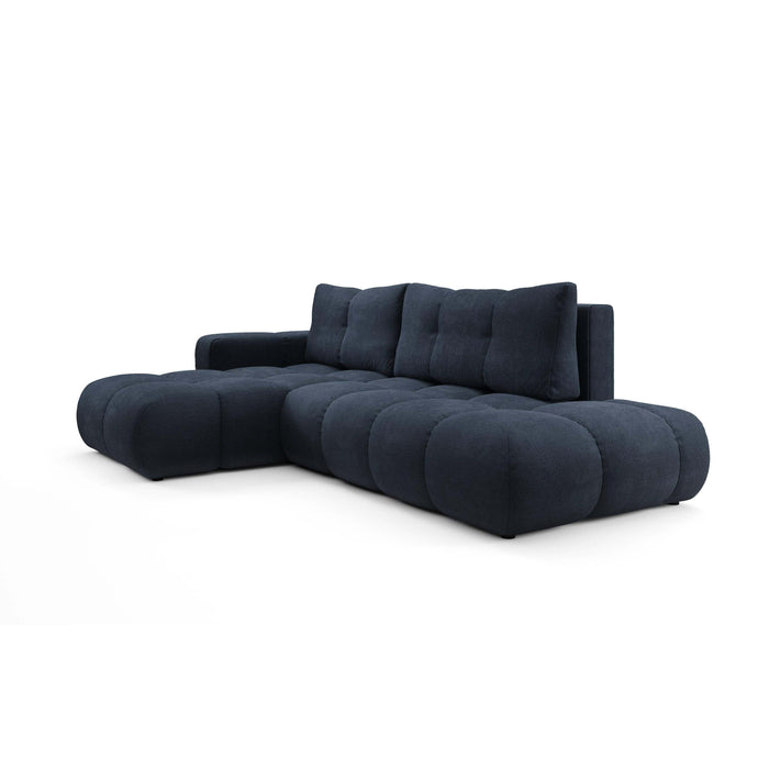by fonQ Charme Hoekbank Links met Slaapfunctie - Chenille - Marineblauw