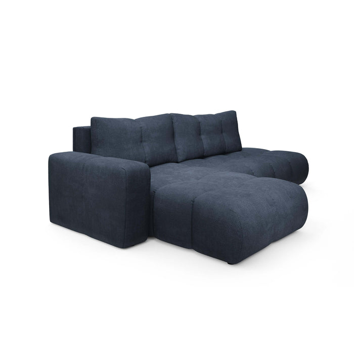 by fonQ Charme Hoekbank Links met Slaapfunctie - Chenille - Marineblauw