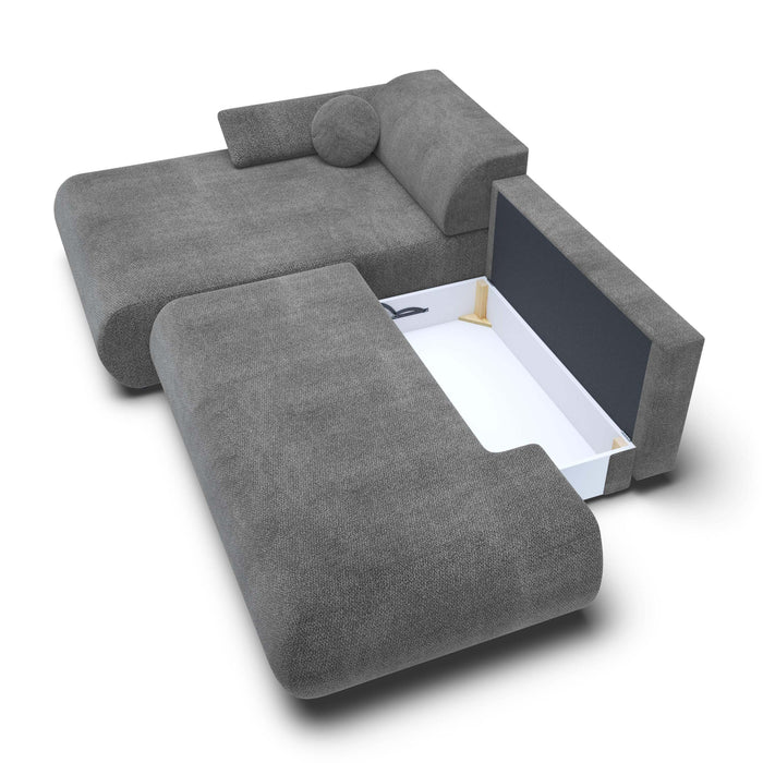 by fonQ Wisp Hoekbank met Chaise Longue Links met Slaapfunctie - Chenille - Antraciet