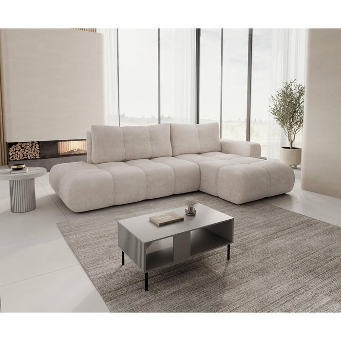 by fonQ Charme Hoekbank Rechts met Slaapfunctie - Chenille - Greige