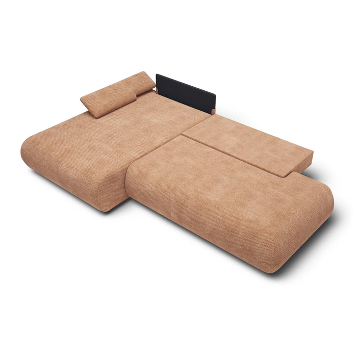 by fonQ Wisp Hoekbank met Chaise Longue Links met Slaapfunctie - Chenille - Terra