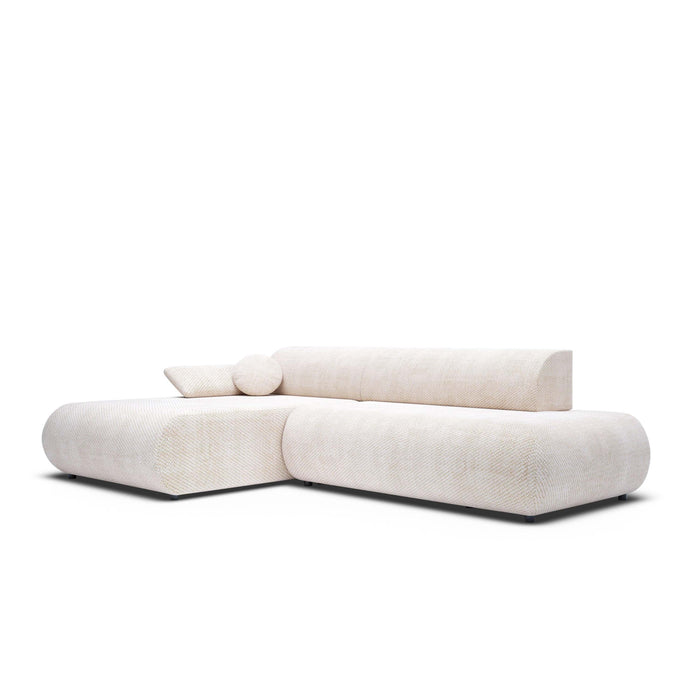 by fonQ Wisp Hoekbank met Chaise Longue Links met Slaapfunctie - Chenille - Greige