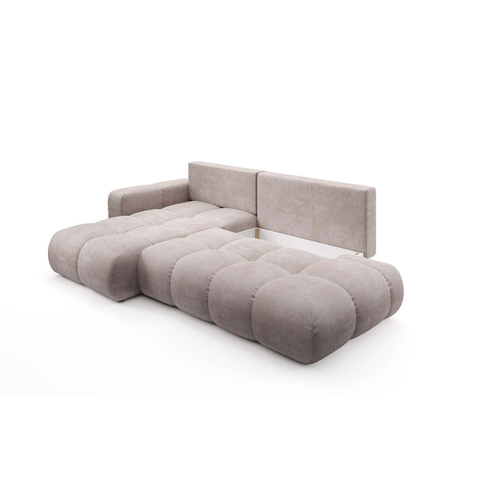 by fonQ Charme Hoekbank Links met Slaapfunctie - Chenille - Greige