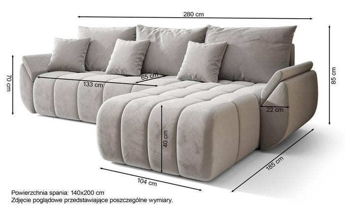 NADUVI Collection Hoekslaapbank Artesia rechts velvet