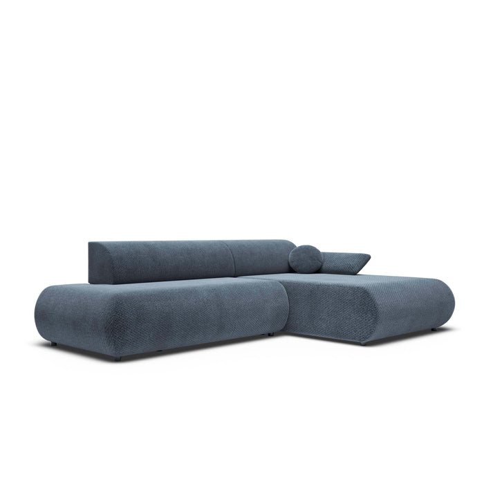 by fonQ Wisp Hoekbank met Chaise Longue Rechts met Slaapfunctie - Chenille - Marineblauw