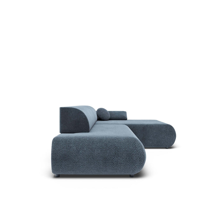 by fonQ Wisp Hoekbank met Chaise Longue Rechts met Slaapfunctie - Chenille - Marineblauw