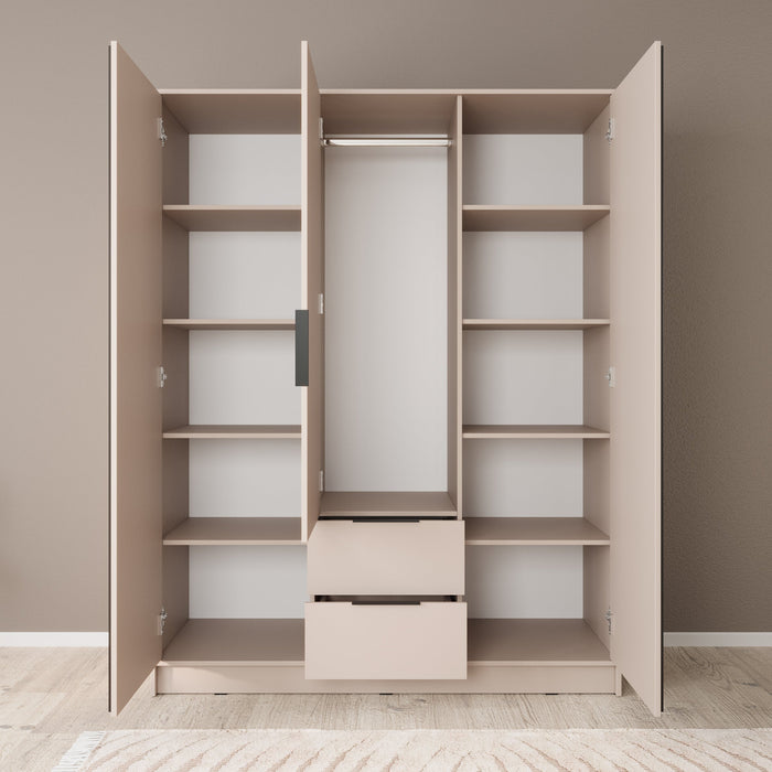 Meubella - Kledingkast Nairobi - Beige - Zwart - 155 cm