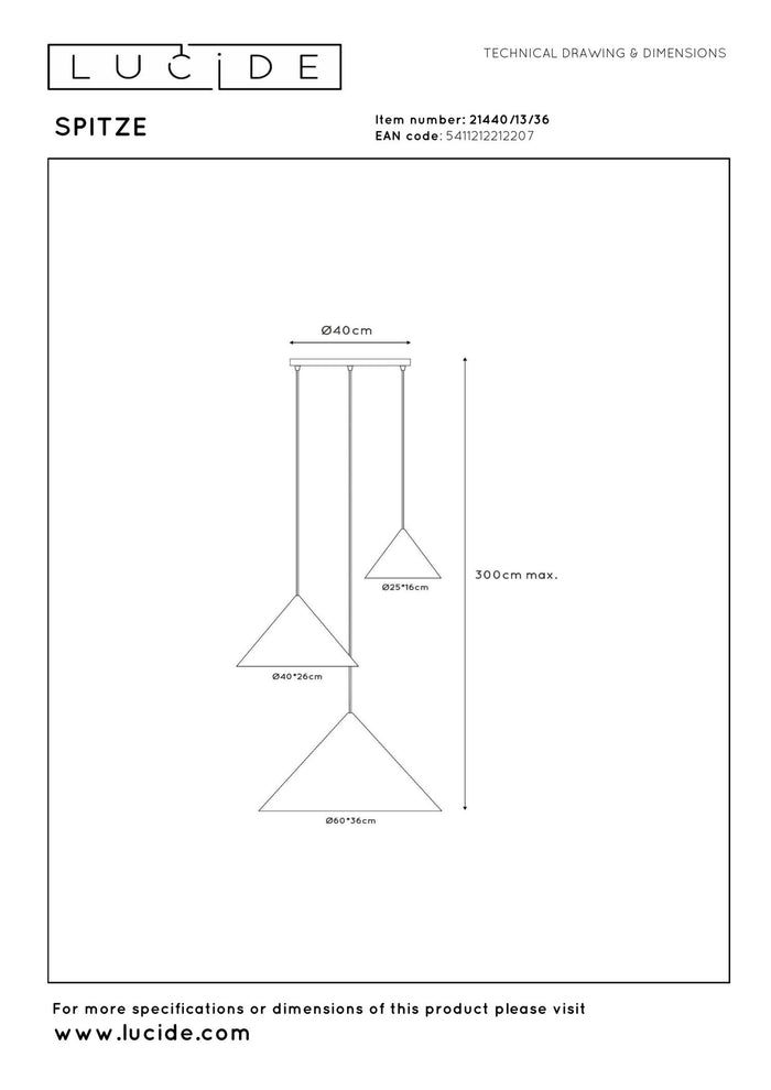 Lucide SPITZE Hanglamp - Grijs