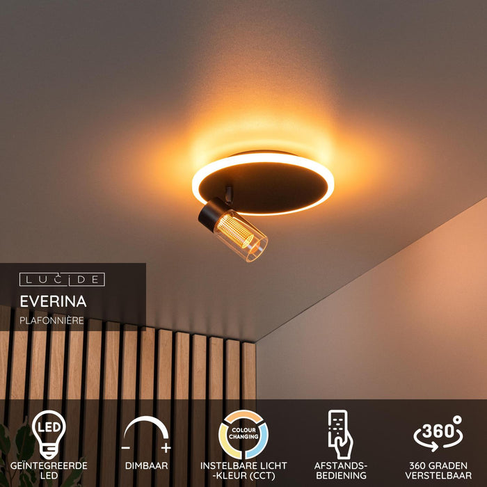 Lucide EVERINA Plafonnière - Zwart