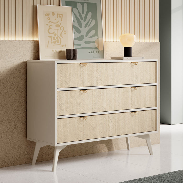 Meubella - Ladekast Essence - Beige - Licht eiken - 106 cm