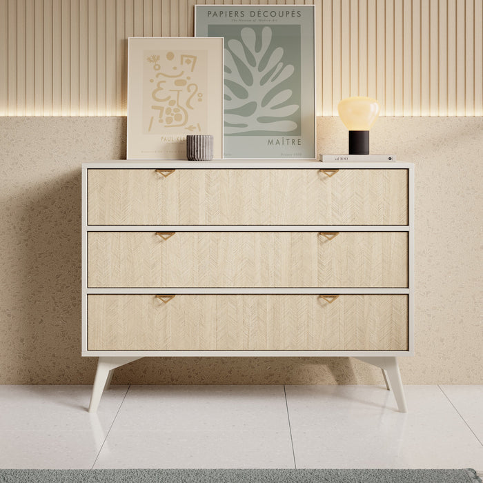 Meubella - Ladekast Essence - Beige - Licht eiken - 106 cm