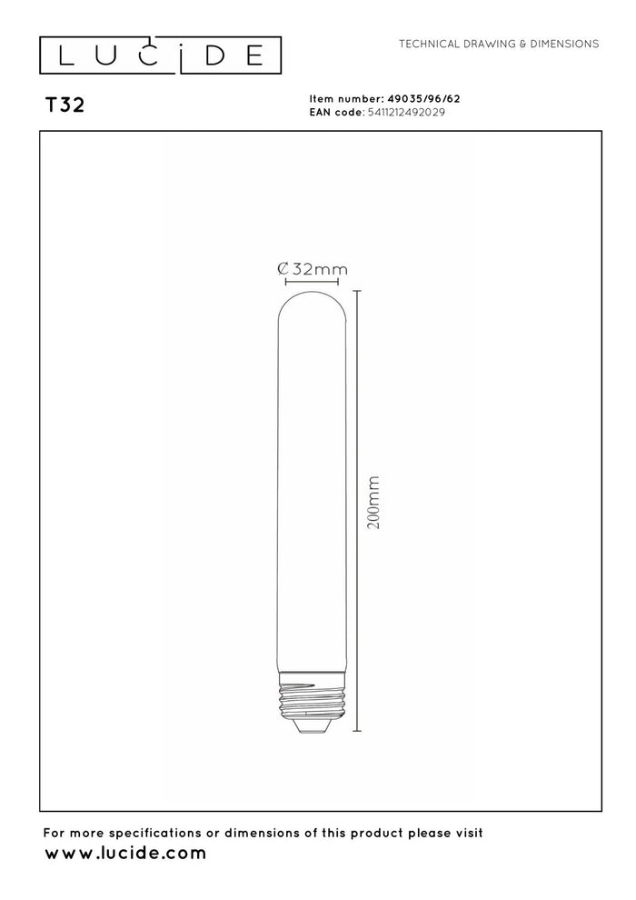 Lucide T32 Filament lamp - Amber