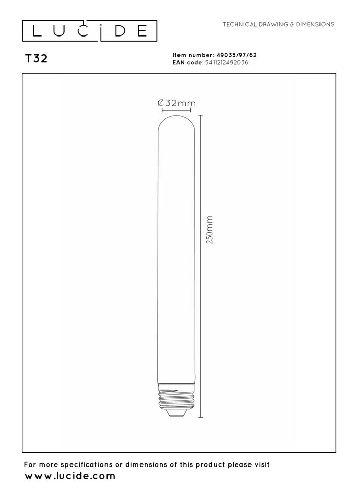 Lucide T32 Filament lamp - Amber