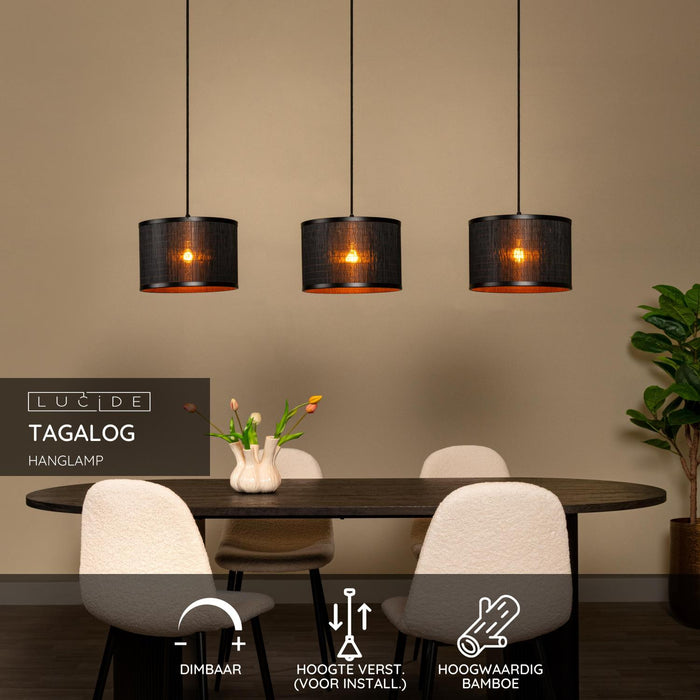 Lucide TAGALOG Hanglamp - Zwart
