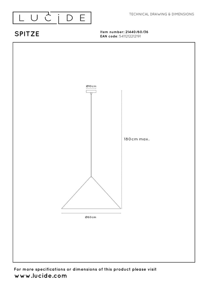 Lucide SPITZE Hanglamp - Grijs