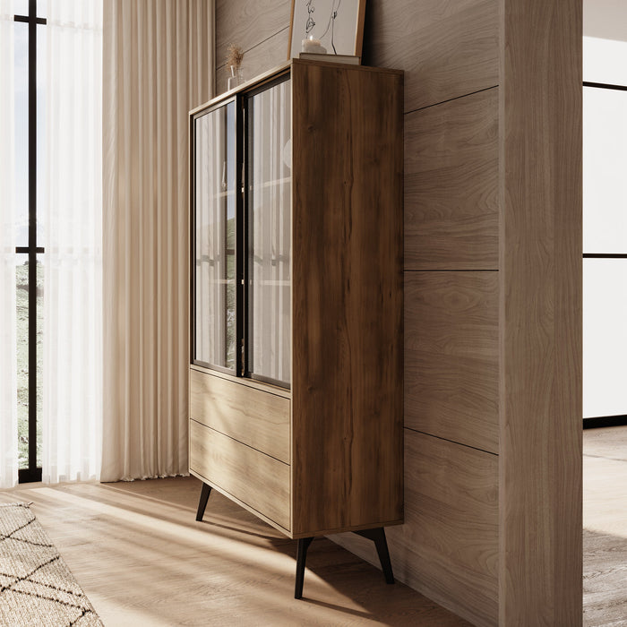 Meubella - Spa - Vitrinekast - Eiken - 100x39x165 cm