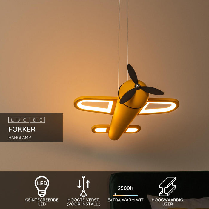 Lucide FOKKER Hanglamp - Geel