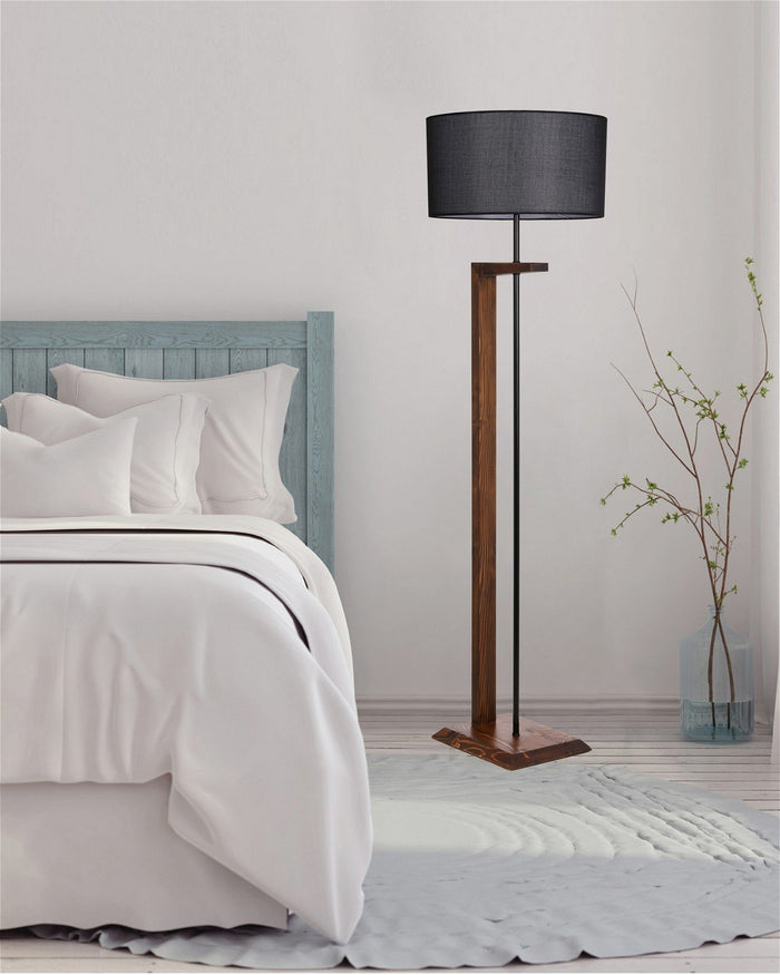 Giga Meubel - Vloerlamp Zwart|Walnoot - 45x45x163cm - Menekse