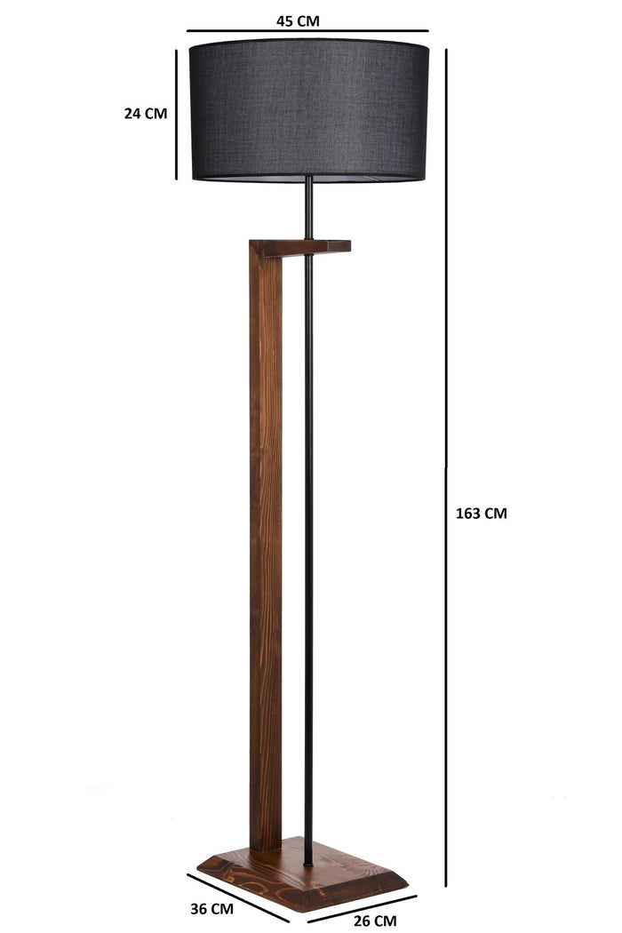 Giga Meubel - Vloerlamp Zwart|Walnoot - 45x45x163cm - Menekse