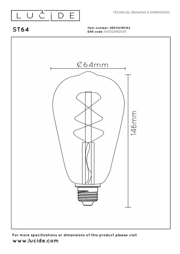 Lucide ST64 Filament lamp - Amber