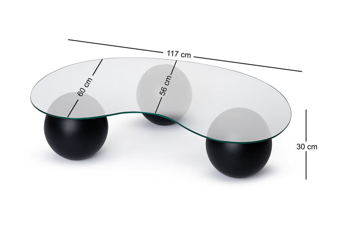 Giga Meubel - Salontafel Glas - Zwart kunststof - 117x60x30cm - Sphere
