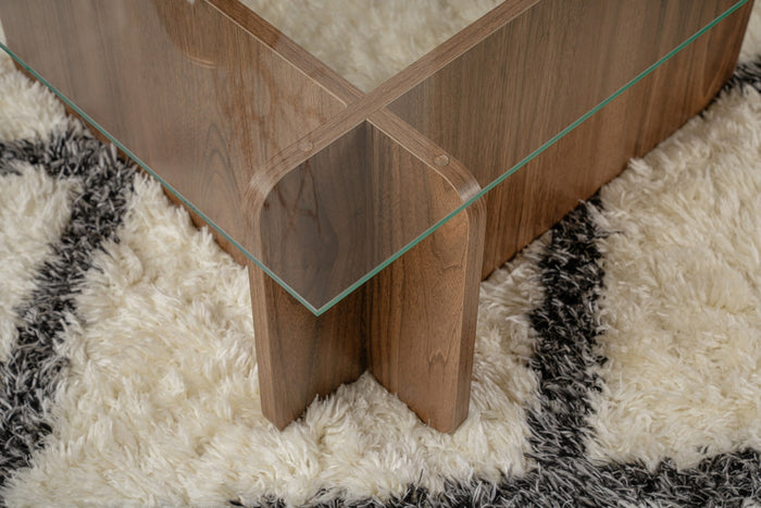 Giga Meubel - Salontafel Glas|Walnoot - 105x65x30cm - Flavio