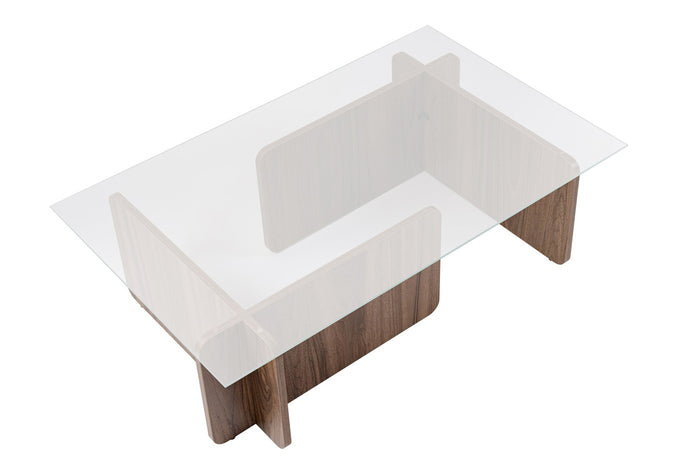 Giga Meubel - Salontafel Glas|Walnoot - 105x65x30cm - Flavio