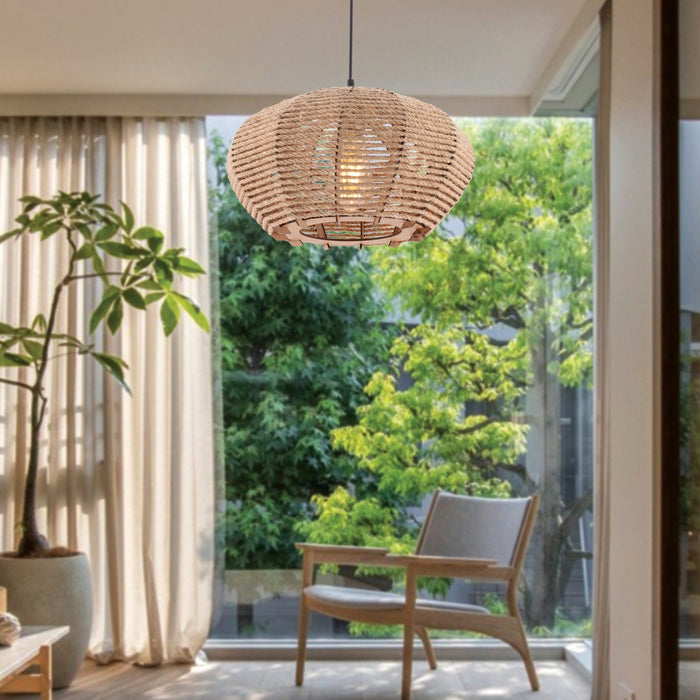 Giga Meubel - Hanglamp Bruin Jute - 35x35x65cm - Ellipse