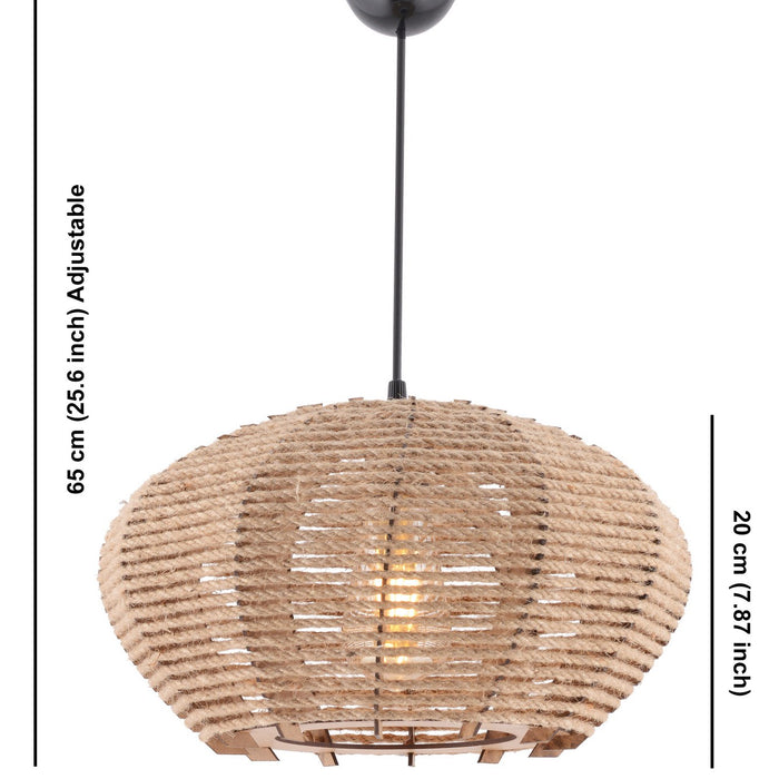Giga Meubel - Hanglamp Bruin Jute - 35x35x65cm - Ellipse
