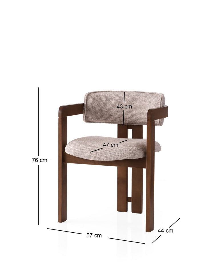 Giga Meubel - Eetkamerstoel Walnoot - Crème|Stof - Cozy