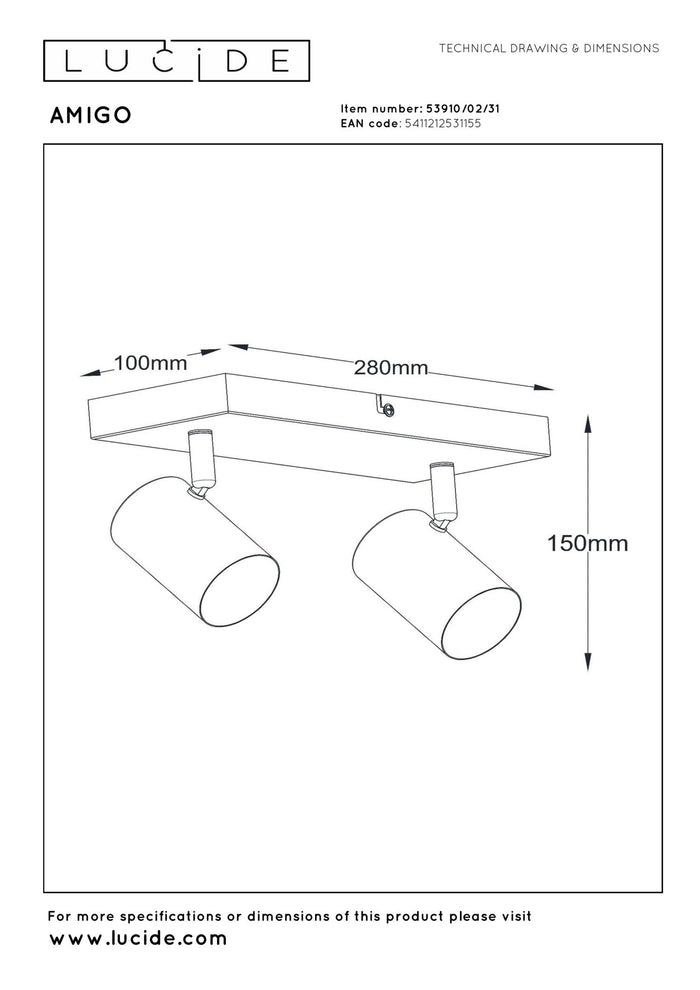 Lucide AMIGO Plafondspot - Wit
