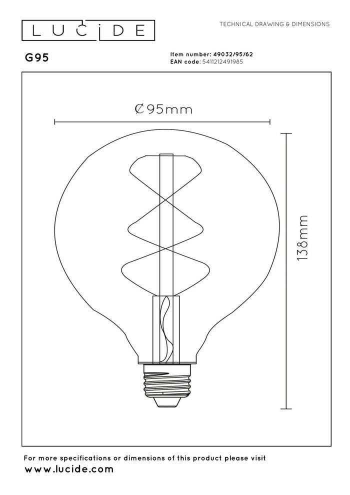 Lucide G95 Filament lamp - Amber